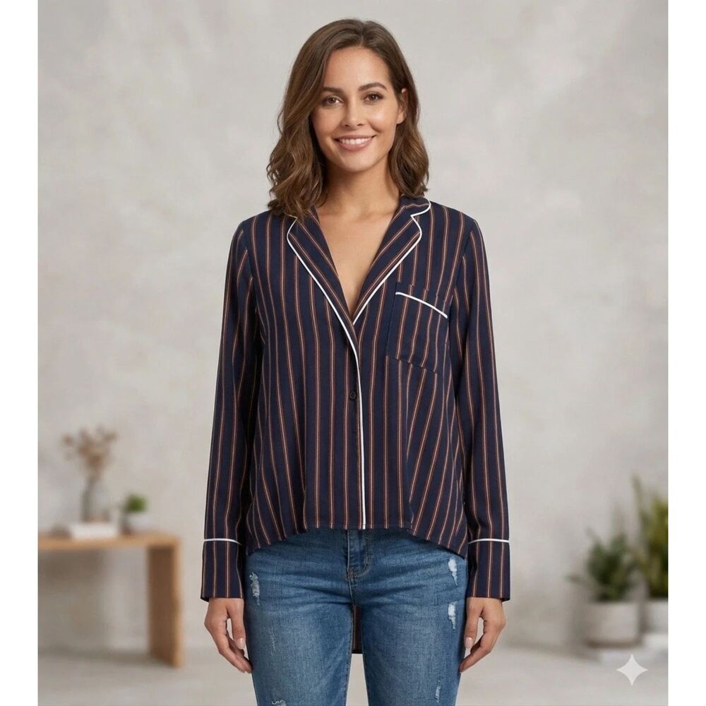 Soncy blouse Womens Plus 5X or Sz 28 Gatsby striped Top Hi-Lo Hem feminine New